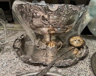 Reed & Barton 1629 King Francis Punch Bowl/12 Cups and Ladle