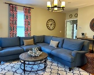 Pottery Barn Brushed Canvas Harbor Blue Sectional