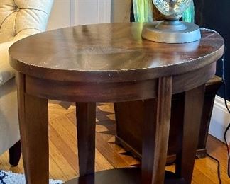 Two Tiered Oval Side Table