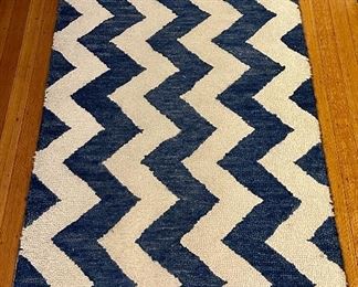 Blue and White Zig Zag Area Rug