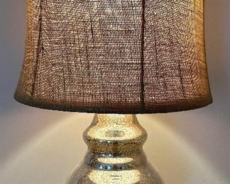 Mercury Glass Pottery Barn Lamp with Burlap Shade