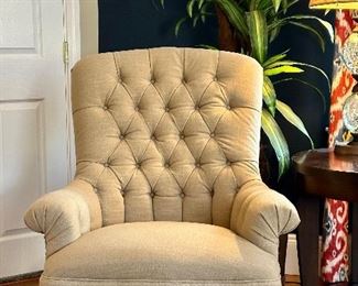 Pottery Barn Champlain Roll Arm Tufted Wingback Custom Upholstered Armchair