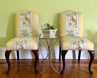 Pair, Occasional Chairs, Yellow Zebra Upholstery