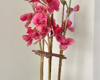 Faux Orchid in Grey Pot