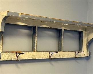 Shabby Chic Ivory and Baby Blue Coat Rack