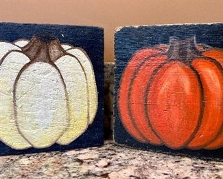 Hand Painted Pumpkins on Reclaimed Wood