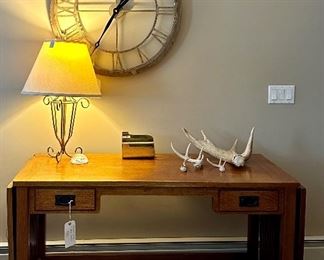 Bassett Furniture Mission Style Golden Oak Drop Leaf Writing Desk