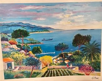 Jean-claude Picot, Seriolithogrpah in color on paper -- "Two Femmes au Jardin a Theoule" - signed lower right