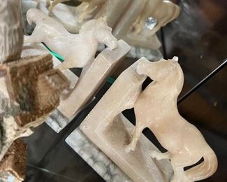 Alabaster & marble horse bookends 