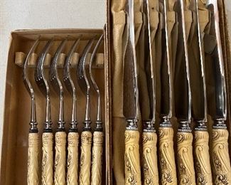 Carved handle forks & knives