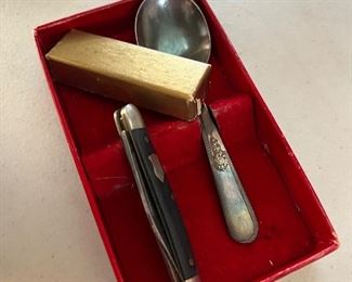 Baby spoon & pocket knives 