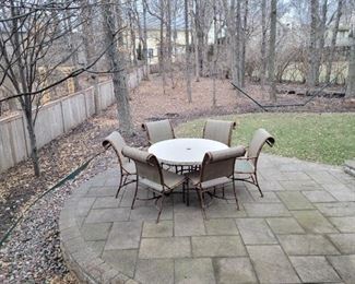 Outdoor stone top table & 6 chairs