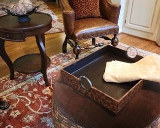 Wicker/fabric large ottoman