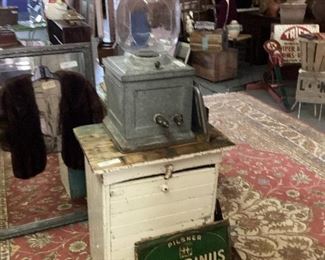 WATER COOLER SITTING ON TOP GRAIN BIN