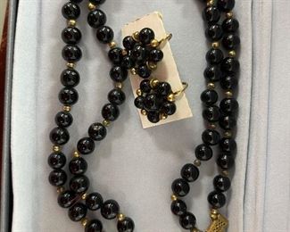 Black onyx necklace and matching ear rings