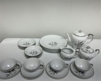 Mid Century white and silver lucheon set