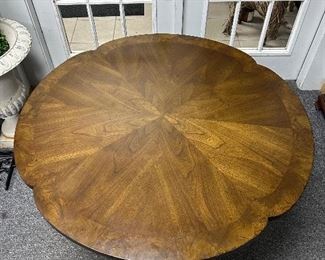 burled walnut scallop coffee table