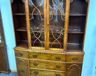 Mahogany bubble glass china cabinet, perfect shape