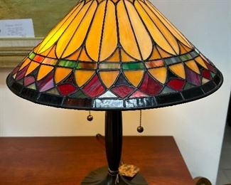 Stein glass Lamp, with bronze base