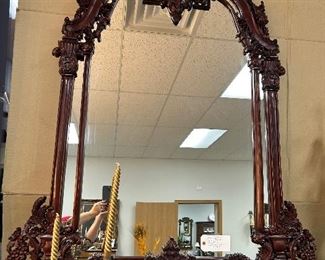 huge ornate walnut mirror