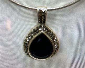 Huge amethyst set in sterling with marcasite's