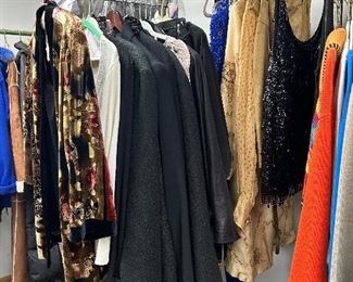 Racks of evening clothes