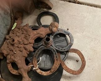 Iron and horseshoe Pole bases