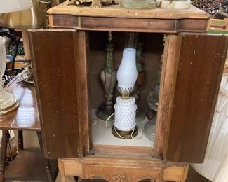 Old cabinets and furniture, lamps too