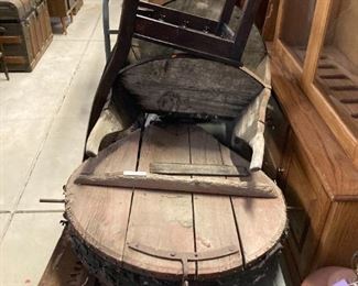 Huge old bellow, side chairs