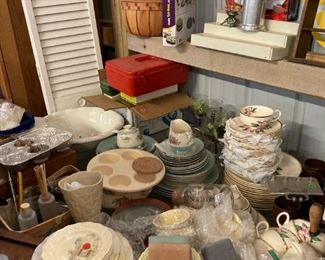 Several china sets, old and not so old, dishes and gadgets