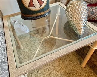 Metal and glass "twisted" side table 
