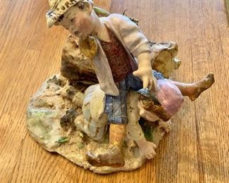 Ceramic children playing, with planter