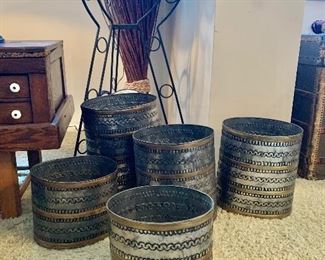 Vintage metal wastebaskets 
