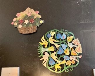 Floral metal sculpture, Bird metal sculpture 