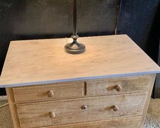Marble top, pine chest of drawers 