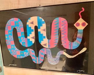 Vintage rattlesnake colorful southwestern block print poster