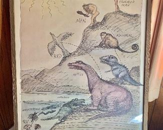 Vintage  Ed Sorel  Evolution Poster 36" X 24"