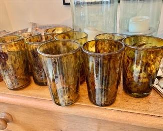 9 Artisan Handblown Tortoise Shell Brown Tumbler
