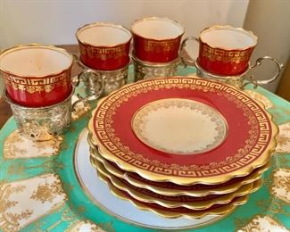 Aynsley cups and saucers with sterling silver holders 
