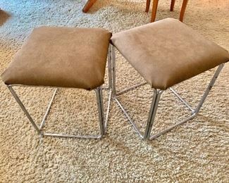 Pair chrome plated stools 