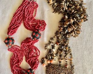 Beaded necklace , shell necklace 