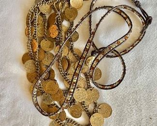 Coin necklace and strap necklace 