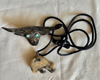 Clasp for bolo tie, bear stone pendant 