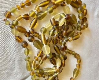 Green sea glass beaded necklace 