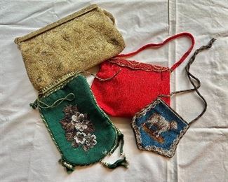 Vintage beaded purses - red beaded purse France 