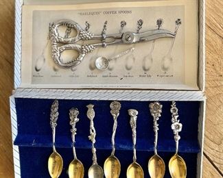 "Harlequin " Sterling silver coffee spoons, Scissors 