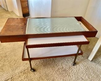 Mid Century Modern Salton warming tray on casters 