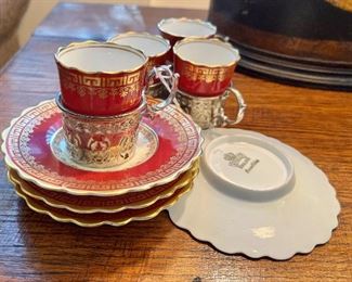 Aynsley demitasse cups with sterling  silver cup holders 