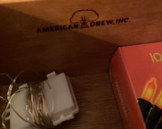 $150 American Drew China Cabinet. Moves in 2 pieces. Measures 16" deep x 51" wide x 77.5" tall. 