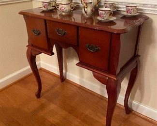 $40 small Bombay table (veneer). Measures 16" deep x 31.5" wide x 31" tall. 